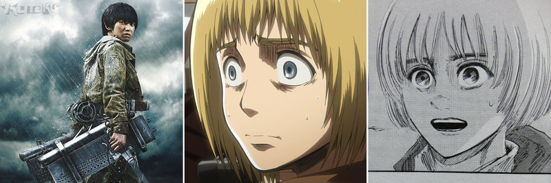 Illustration for article titled Attack on Titan Movie Stars Versus the Anime and Manga Characters